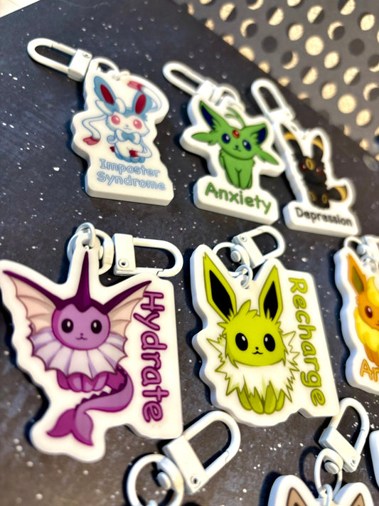 Double-sided Questionable Eeveelutions Acrylic Keychain Charm | Cute and Funny Fanart Gifts