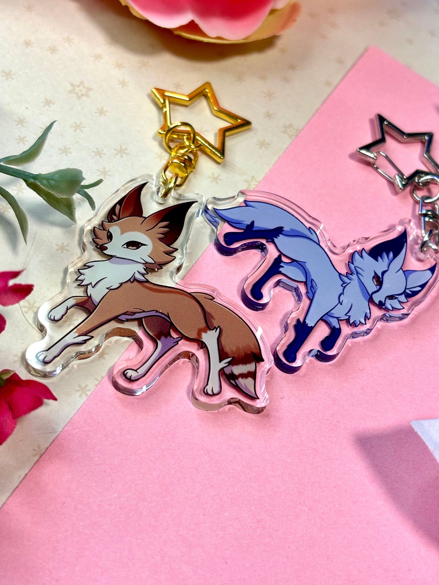 Seasonal Foxes Keychain Charms - Summer & Winter