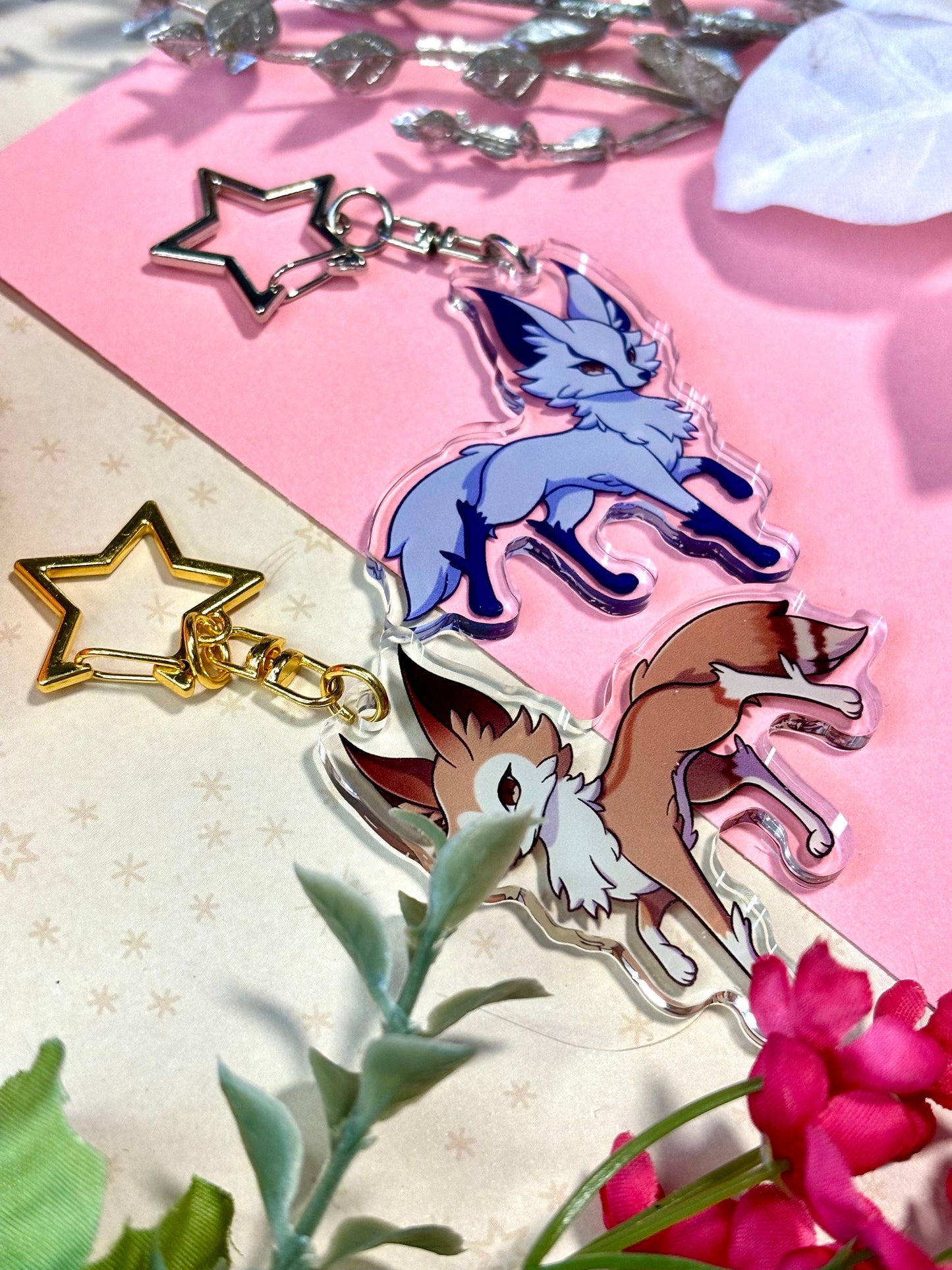 Seasonal Foxes Keychain Charms - Summer & Winter