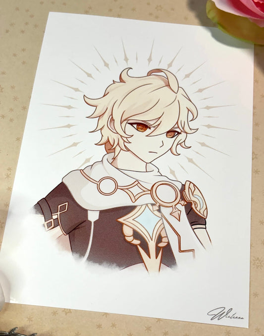 Aether Art Print | Genshin Impact Fanart (5x7 Inches)