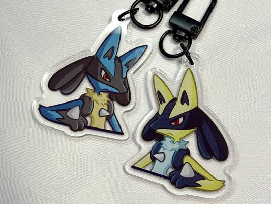 Shiny Double-sided Keychain | Peeking Fighting Dog Fanart