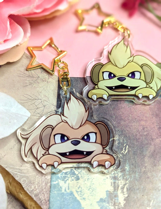 Peeking Shiny Double-sided Fire Dog Fanart Acrylic Keychain | Cute Videogame 2 Inch Charms for Fans