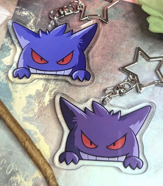 Double-sided Shiny Gengar Fanart 2 Inch Acrylic Keychain Charm