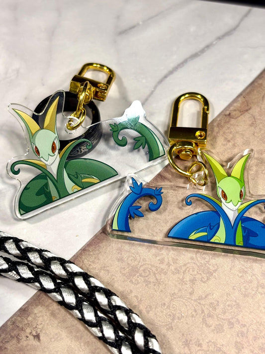 Grass Starter Fanart Acrylic Keychain: Double-Sided Starter Charm