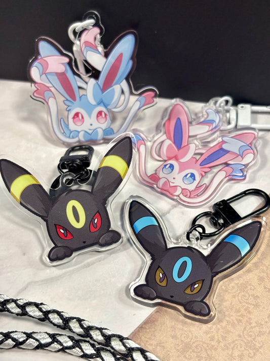 Peeking Double-sided Acrylic Keychain | Shiny Vee Fanart Video Game Charms