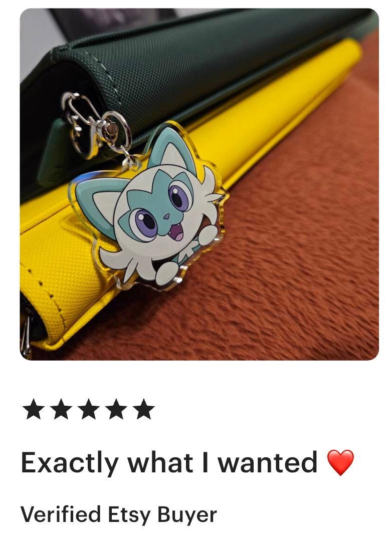 Double-sided Shiny Ash Starter Fanart Acrylic Keychain
