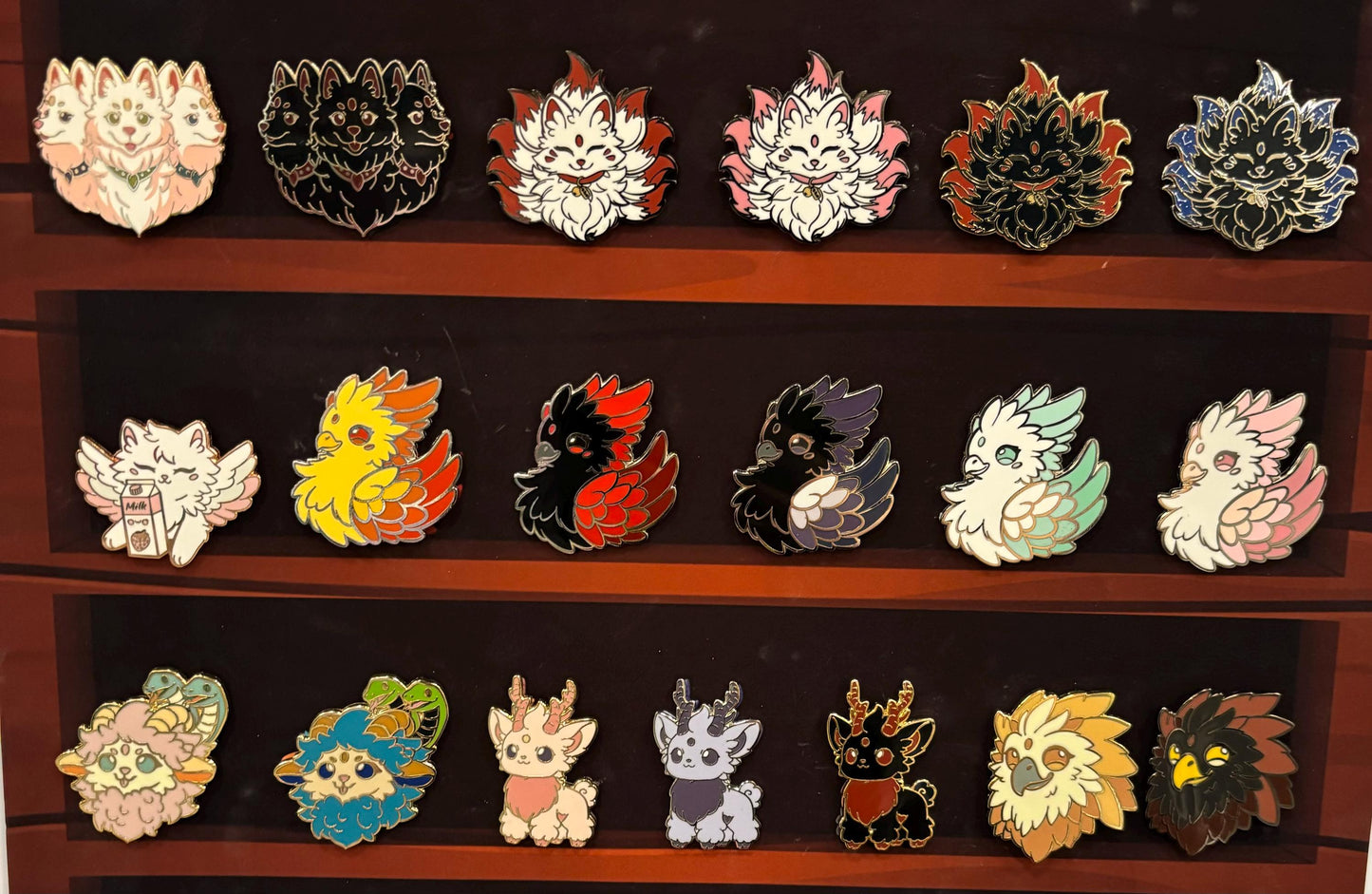Guardian of the Realms Hard Enamel Pins | Mythical Creatures like Cerberus, Phoenixes, Kirins, Chineras, and Gryphons. Greek Mythology
