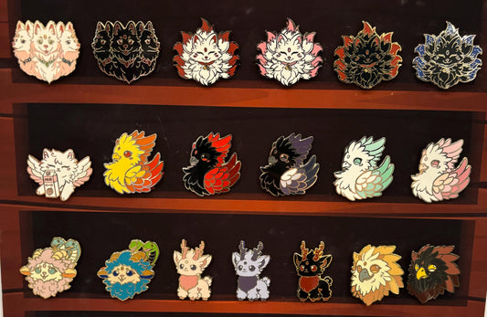 Guardian of the Realms Hard Enamel Pins | Mythical Creatures like Cerberus, Phoenixes, Kirins, Chineras, and Gryphons. Greek Mythology