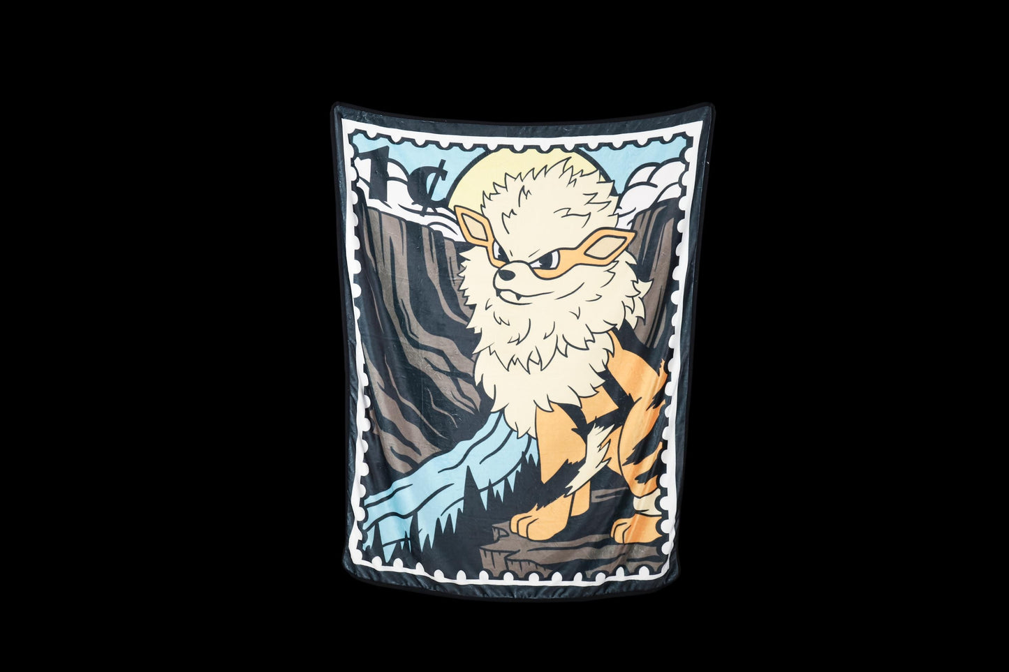 National Park Stamp Inspired Arcanine Plush Throw Blanket | 4’x5’