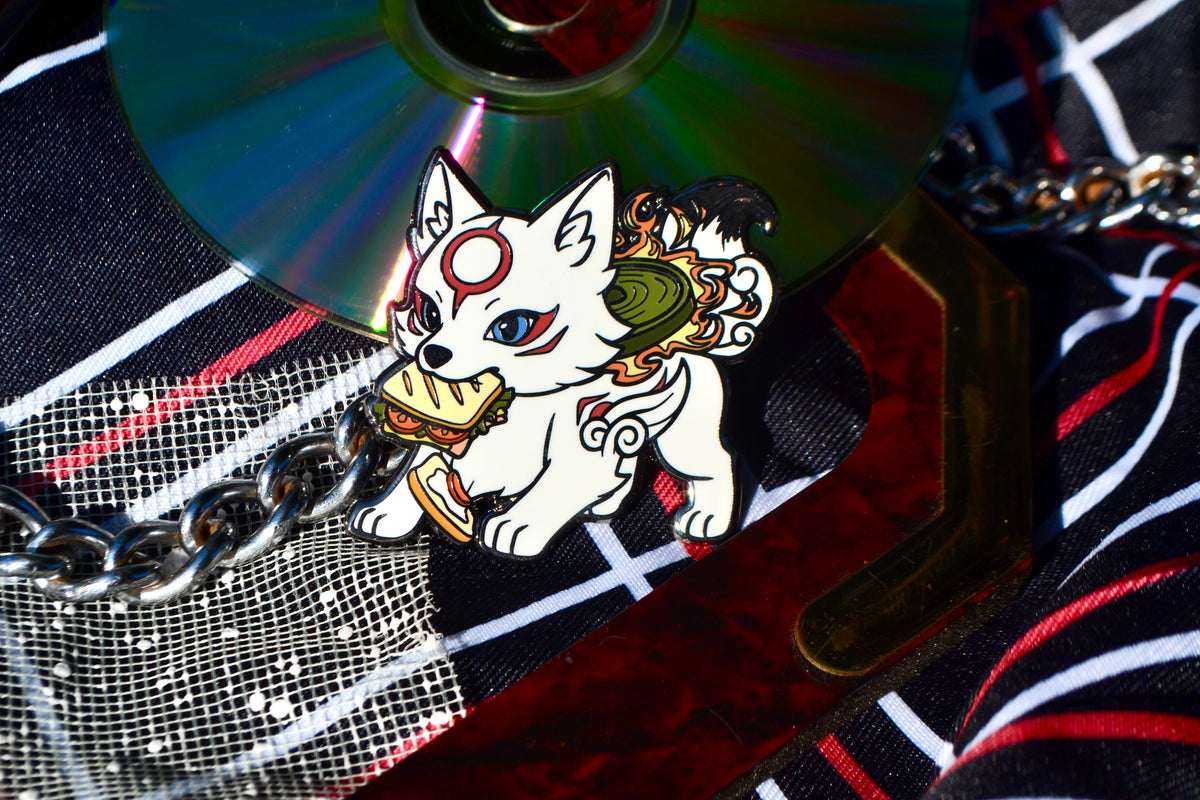 Sandwich Thief Chibiterasu Enamel Pin (2” Fan-made Hard Enamel)