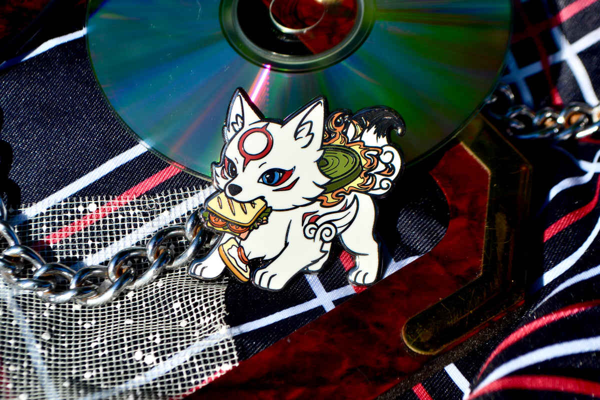 Sandwich Thief Chibiterasu Enamel Pin (2” Fan-made Hard Enamel)