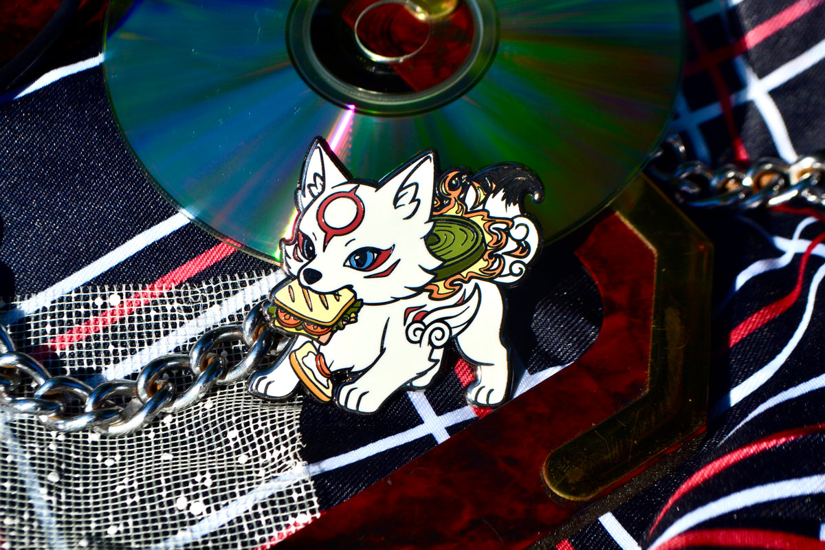Sandwich Thief Chibiterasu Enamel Pin (2” Fan-made Hard Enamel)