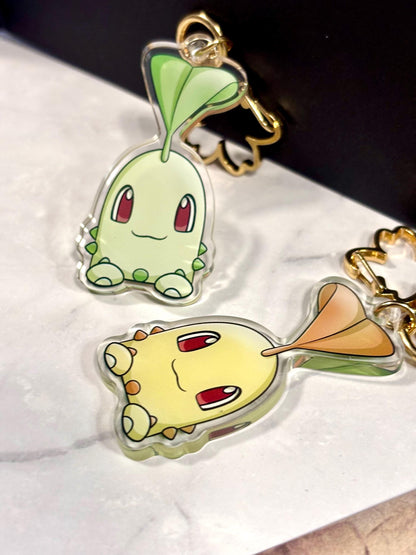 Chikorita | 2" Double-sided Peeking Charm Series