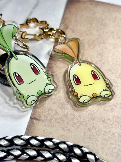 Chikorita | 2" Double-sided Peeking Charm Series