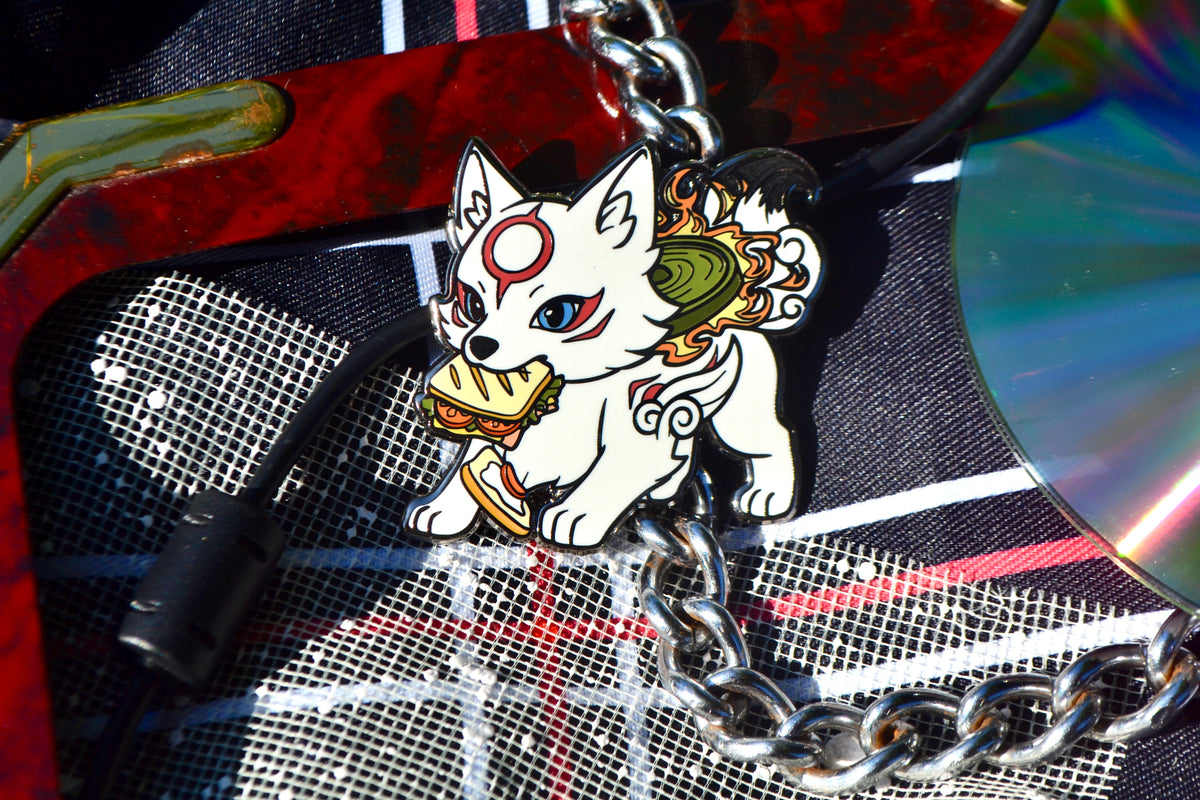 Sandwich Thief Chibiterasu Enamel Pin (2” Fan-made Hard Enamel)