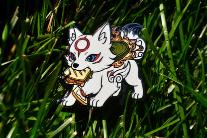 Sandwich Thief Chibiterasu Enamel Pin (2” Fan-made Hard Enamel)