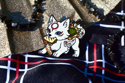 Sandwich Thief Chibiterasu Enamel Pin (2” Fan-made Hard Enamel)