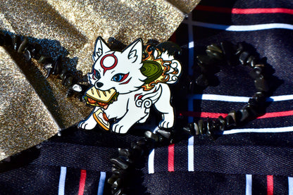 Sandwich Thief Chibiterasu Enamel Pin (2” Fan-made Hard Enamel)