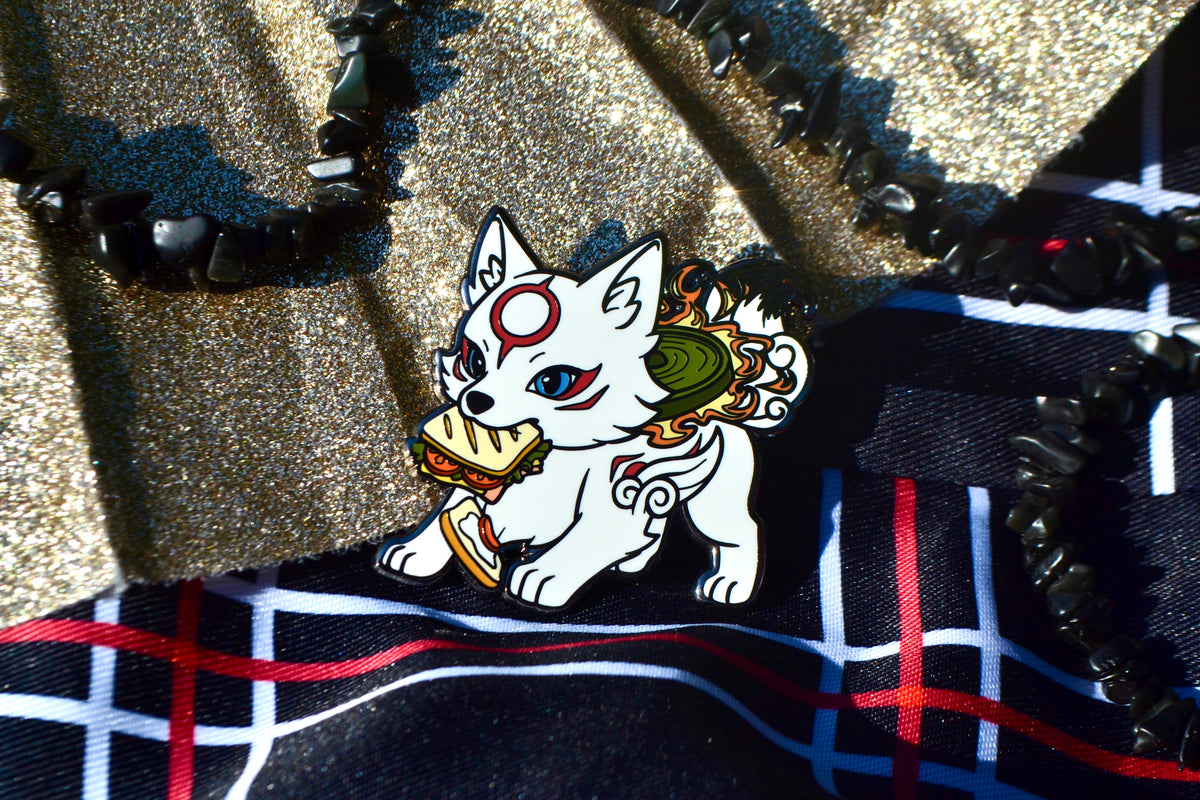Sandwich Thief Chibiterasu Enamel Pin (2” Fan-made Hard Enamel)
