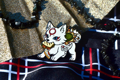 Sandwich Thief Chibiterasu Enamel Pin (2” Fan-made Hard Enamel)