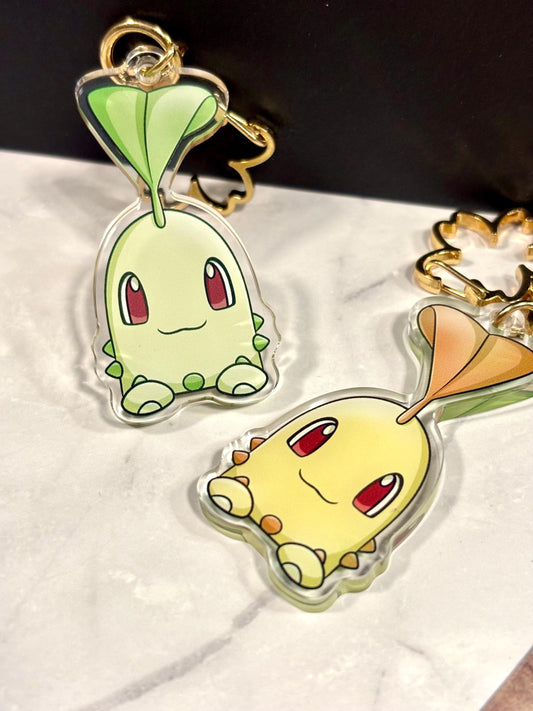 Chikorita | 2" Double-sided Peeking Charm Series