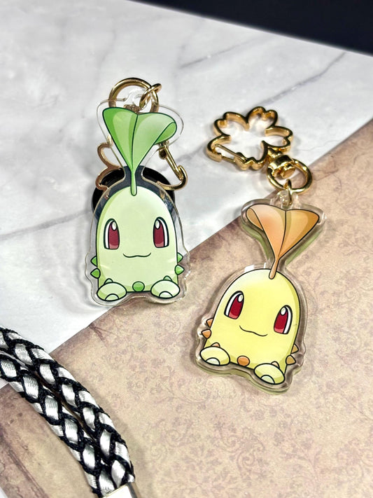 Chikorita | 2" Double-sided Peeking Charm Series