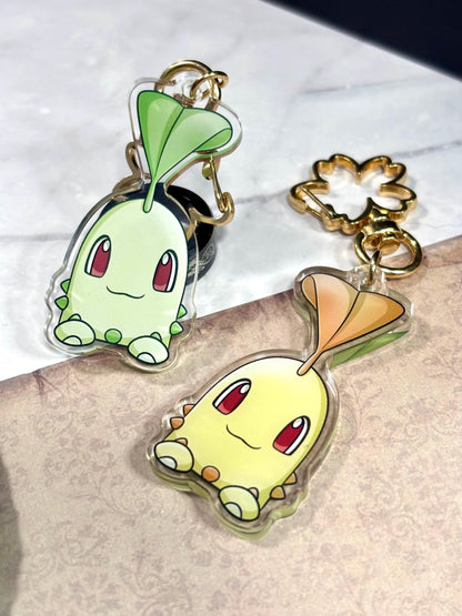 Chikorita | 2" Double-sided Peeking Charm Series