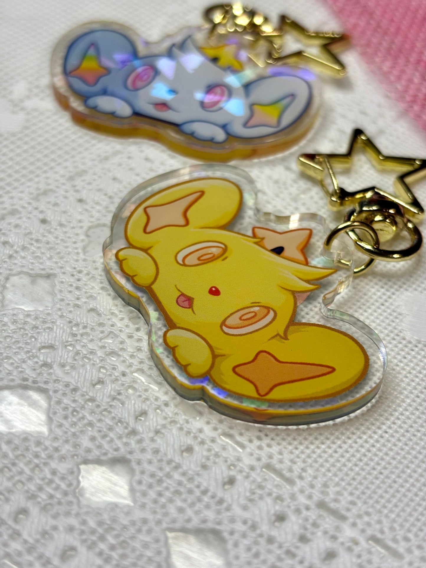 Peeking Charm | 2” Electric Lion Acrylic Keychain | Shiny Video Game Fanart