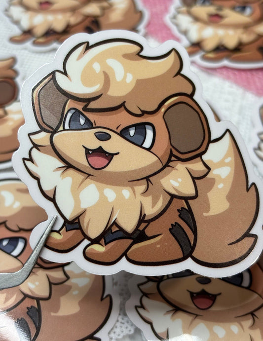 Fire Dog Fanart Sticker | 3" Vinyl Decal - Holo & Glitter Options