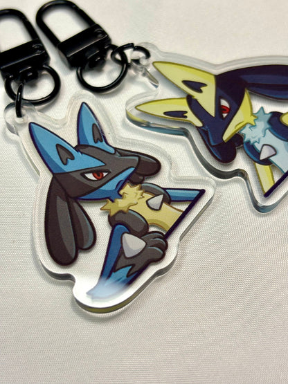Shiny Double-sided Keychain | Peeking Fighting Dog Fanart