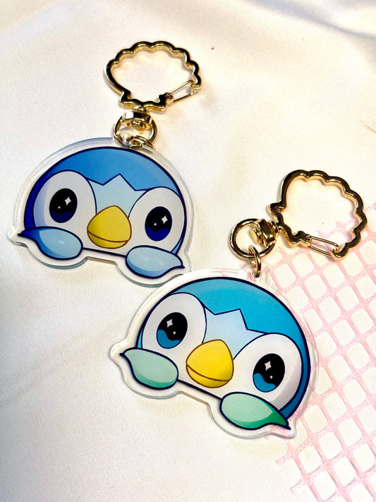 Water Starter Acrylic Keychain: Peeking Shiny Video Game Charm