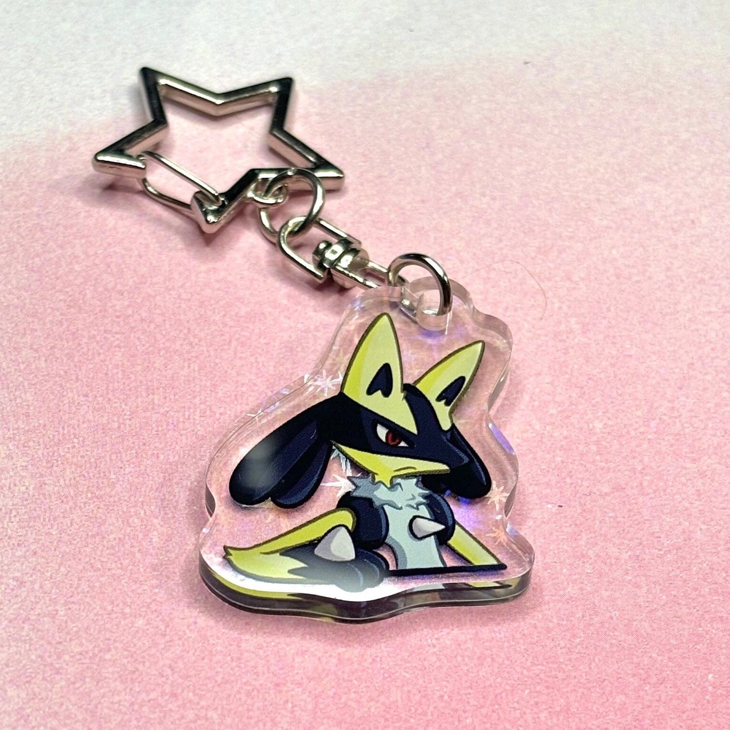 Shiny Double-sided Keychain | Peeking Fighting Dog Fanart