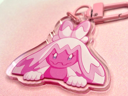 Peeking Charm | 2” Hammer Mon Fanart Acrylic Keychain Pink