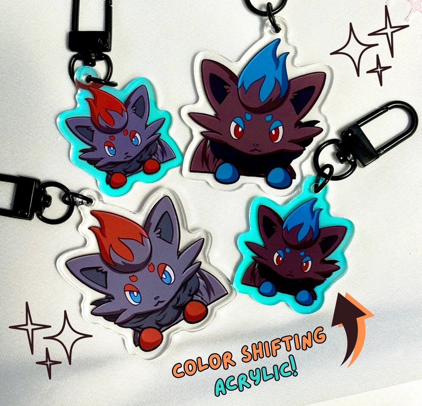 Peeking 2” Double-sided Shiny Shapeshifter Fanart Acrylic Keychain Charm