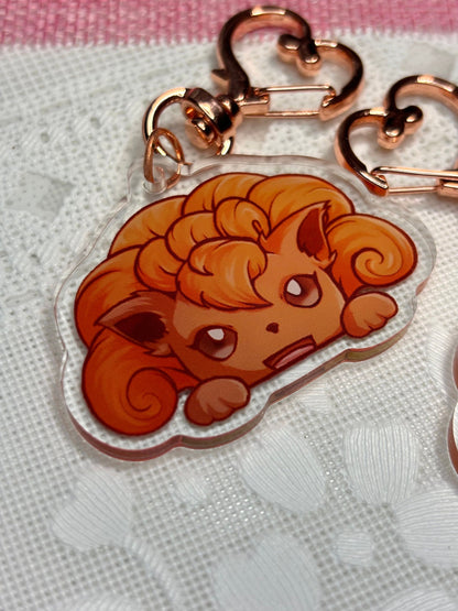 Shiny Double-sided Fox Keychain | 2” Fanart Charm for Bags, Keychains, Switch Cases, or Gifts