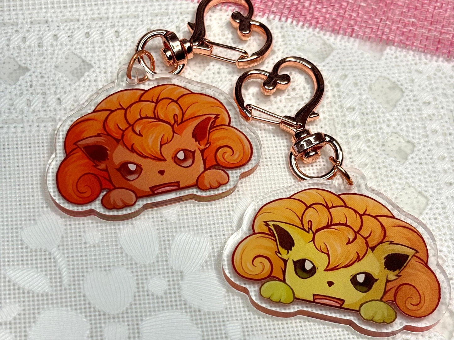 Shiny Double-sided Fox Keychain | 2” Fanart Charm for Bags, Keychains, Switch Cases, or Gifts