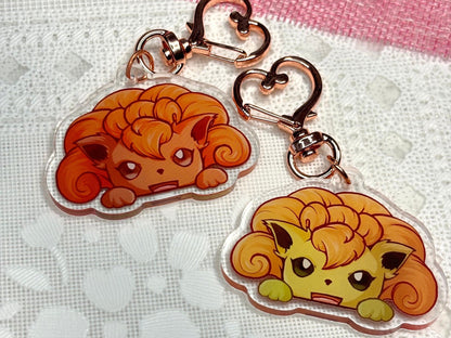 Shiny Double-sided Fox Keychain | 2” Fanart Charm for Bags, Keychains, Switch Cases, or Gifts