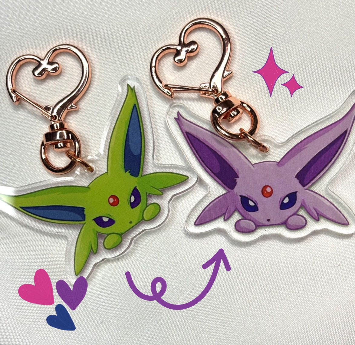 Vee Fanart Acrylic Keychain | Shiny Double-Sided Eeveelution Charm