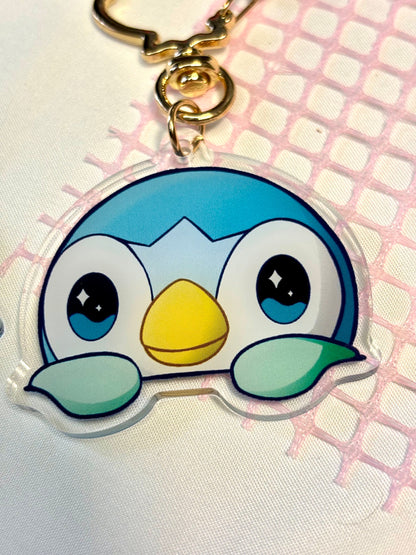 Water Starter Acrylic Keychain: Peeking Shiny Video Game Charm