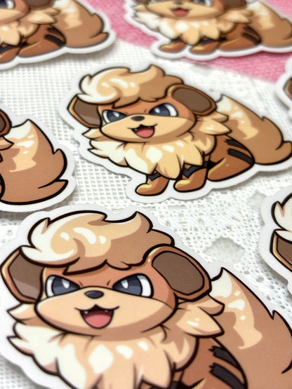 Fire Dog Fanart Sticker | 3" Vinyl Decal - Holo & Glitter Options