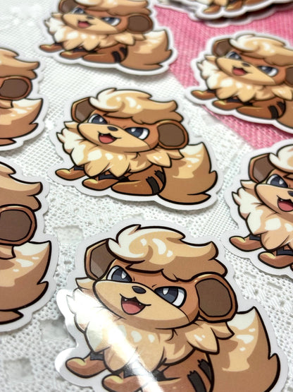 Fire Dog Fanart Sticker | 3" Vinyl Decal - Holo & Glitter Options
