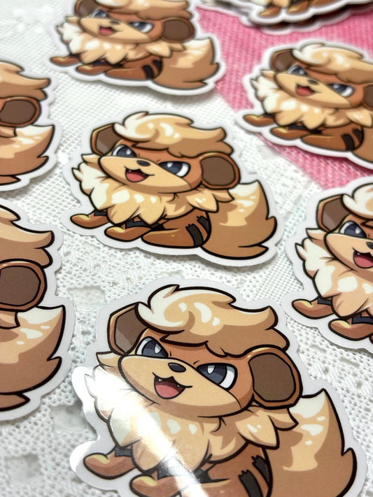 Fire Dog Fanart Sticker | 3" Vinyl Decal - Holo & Glitter Options