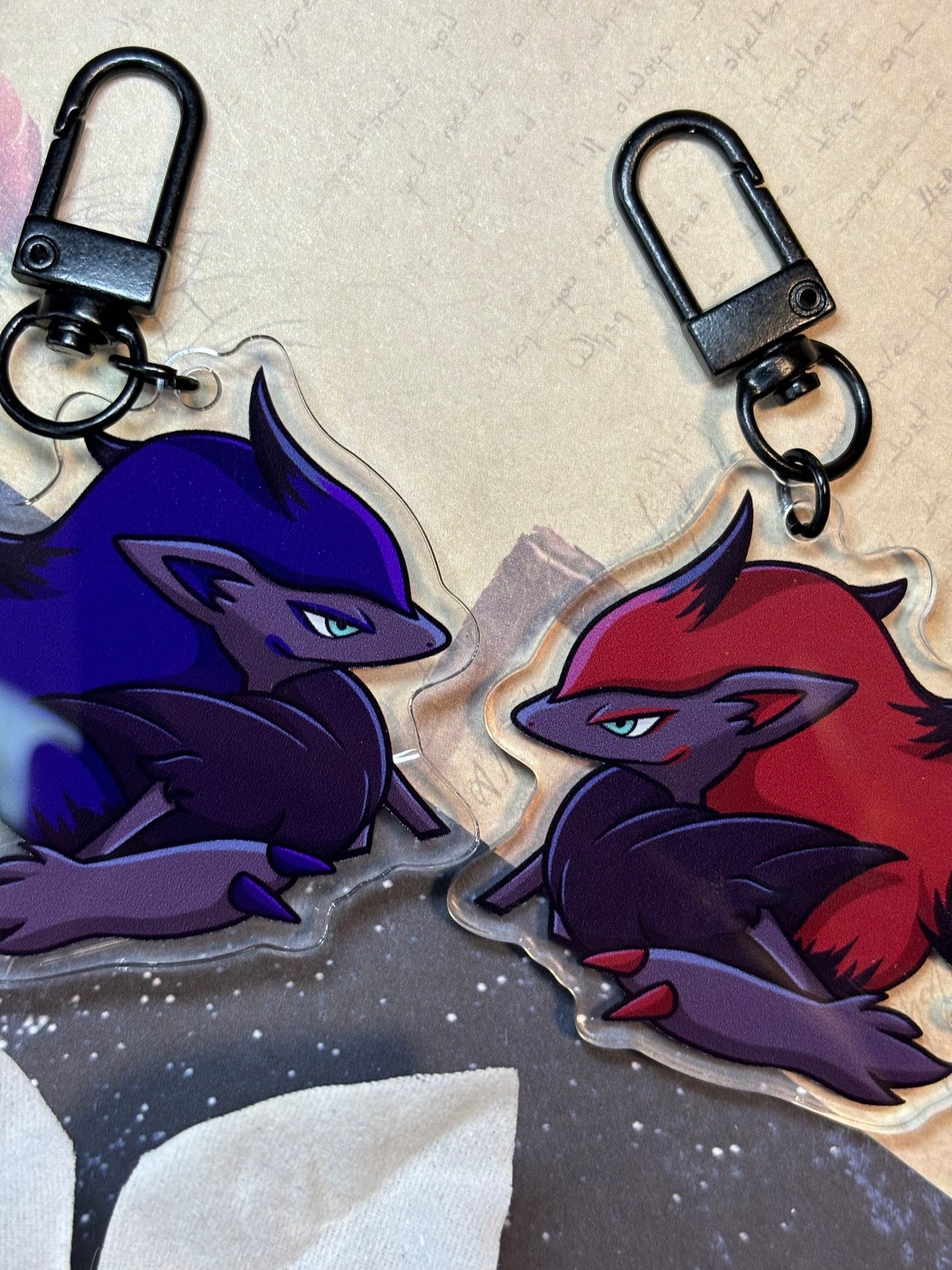 Shiny Peeking Double-sided Werewolf Fanart Acrylic Keychain Charm