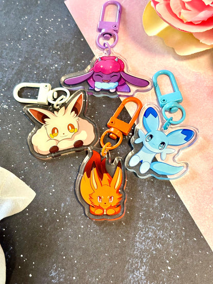 Palworld Fanart: Glitter Epoxy Acrylic Keychain - Chillet Cremis