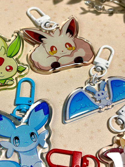 Palworld Fanart: Glitter Epoxy Acrylic Keychain - Chillet Cremis