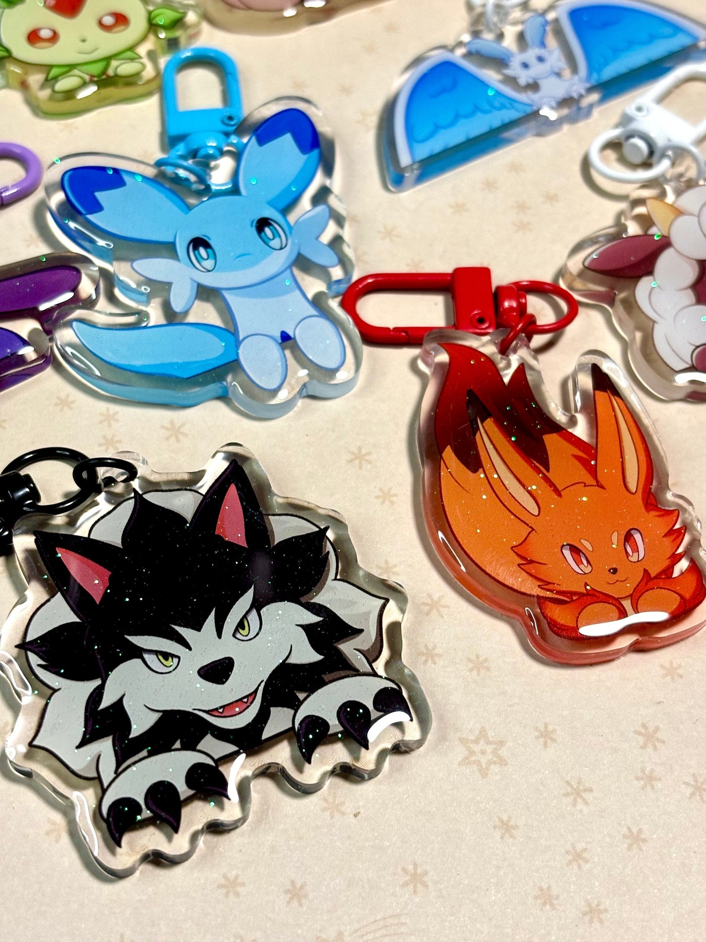 Palworld Fanart: Glitter Epoxy Acrylic Keychain - Chillet Cremis