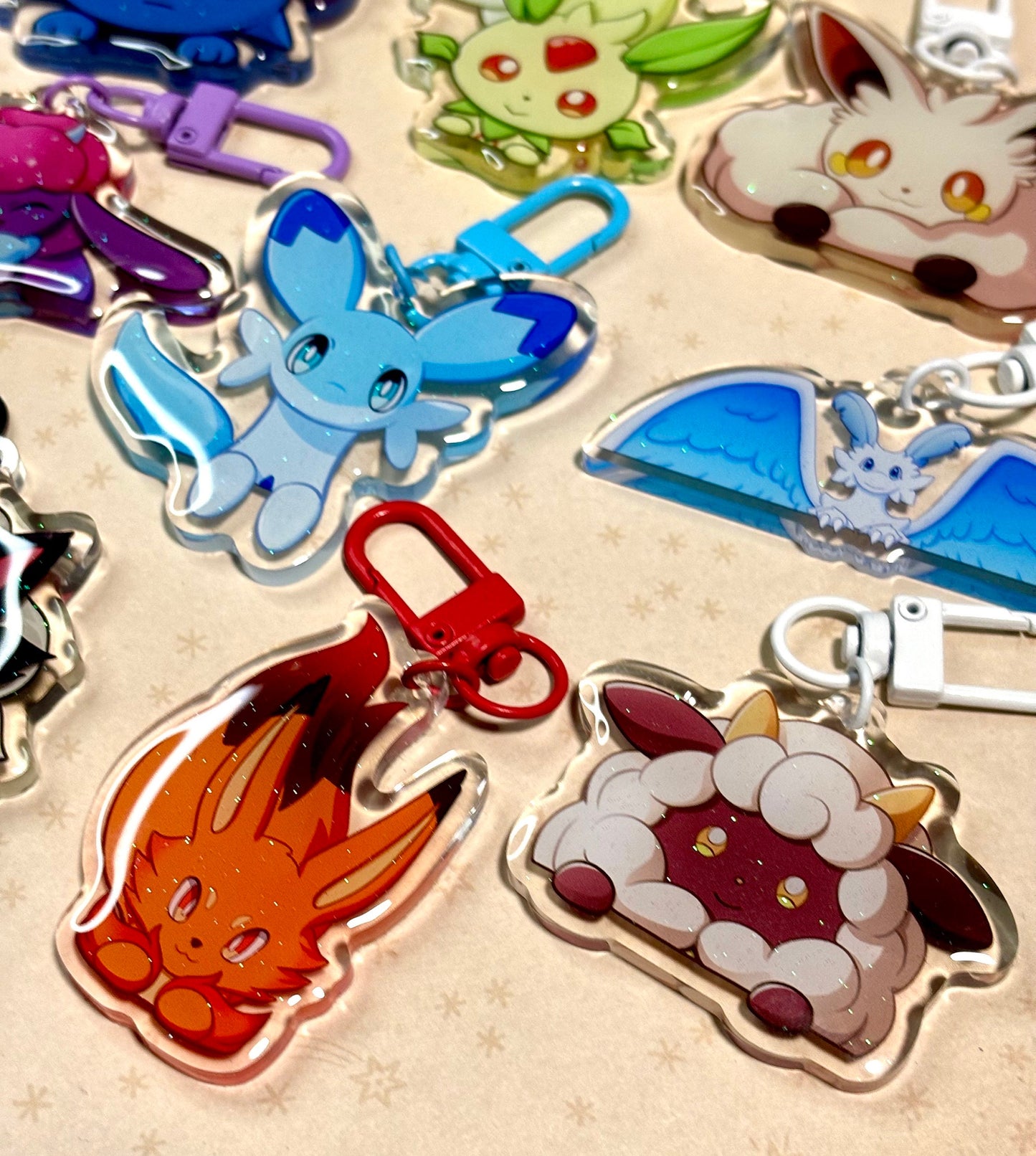 Palworld Fanart: Glitter Epoxy Acrylic Keychain - Chillet Cremis