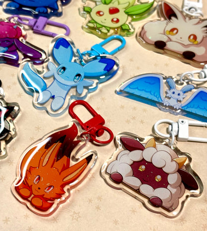 Palworld Fanart: Glitter Epoxy Acrylic Keychain - Chillet Cremis