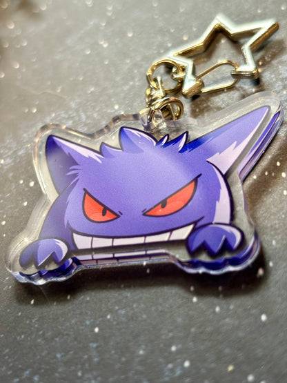 Double-sided Shiny Gengar Fanart 2 Inch Acrylic Keychain Charm