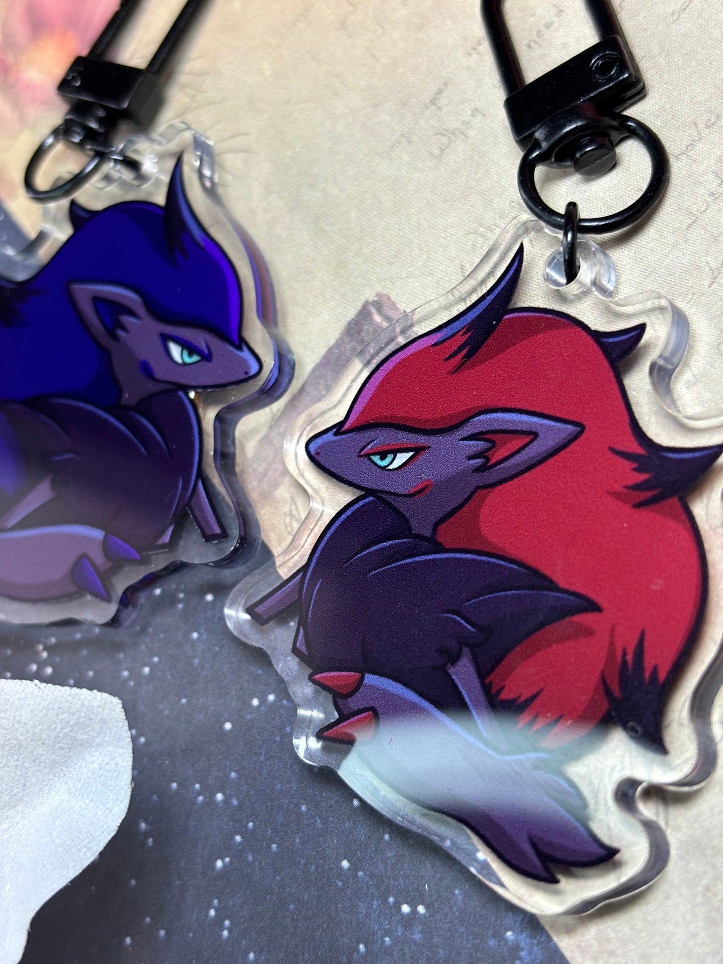 Shiny Peeking Double-sided Werewolf Fanart Acrylic Keychain Charm